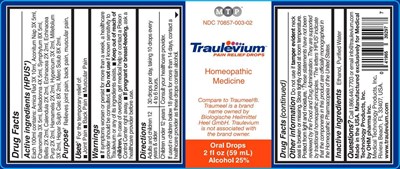 2oz Bottle Label (Traulevium Oral Drops 2oz)